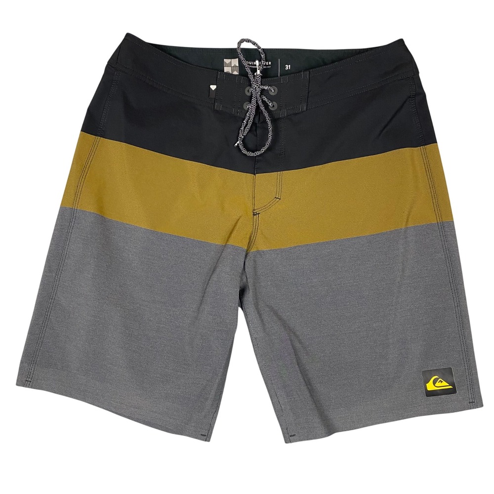 Quiksilver Highline Blocked Vee 20 Boardshorts Mens 31 Black Gold Grey